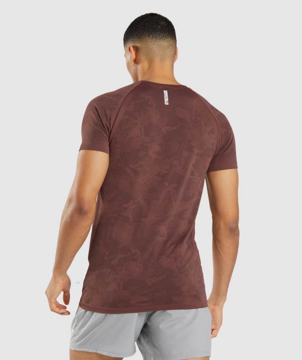Panske Tricka Gymshark Geo Seamless Ruzove Čierne Hnede | EM9170852